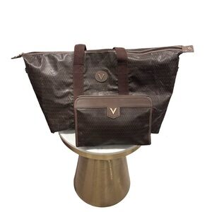 Mario Valentino zip top large monogram bag and pouch - gender neutral - Vintage